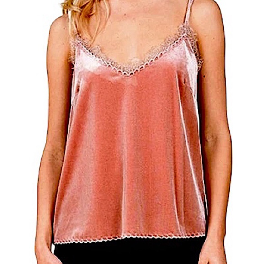 MOLLY BRACKEN: Velvet & Lace Camisole -Size Medium